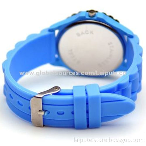 Laipute Blue Classic Women Gifts Stylish Fashion Lady Brand Quartz Round Silicone Watch